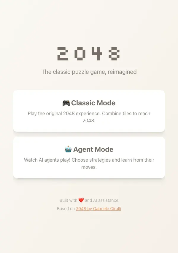 2048-ish menu showing Agent Mode