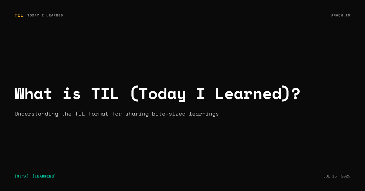 What is TIL (Today I Learned)? | Arach.io